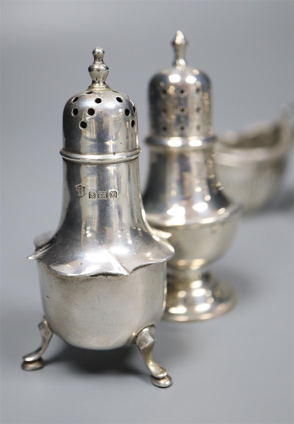 Eight assorted Victorian and later silver condiments.